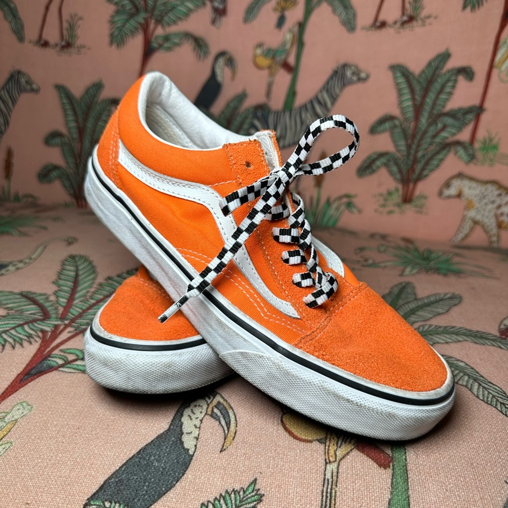 Vans Off The Wall Old Skool Vintage Style Shoes Marmalade Orange Sneakers Slides